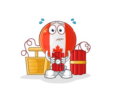 Kanada bayrağında dinamit karakteri var. çizgi film maskotu vektörü