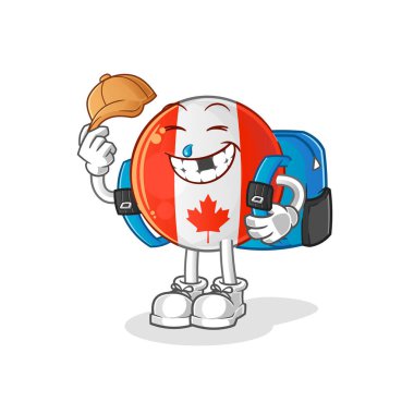 Kanada bayrağı okul vektörüne gidiyor. çizgi film karakteri