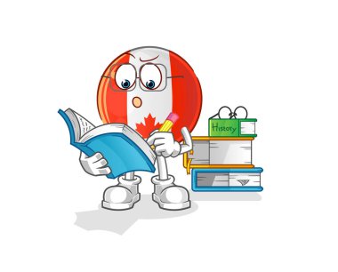 Kanada bayrağı maskot üzerinde çalışıyor. çizgi film vektörü