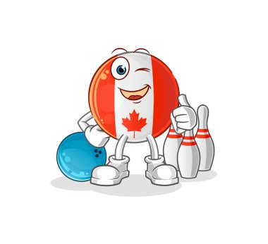 Kanada bayrağı bowling oynuyor. karakter vektörü