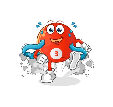 Kırmızı bilardo topu koşucusu karakter. çizgi film maskotu vektörü