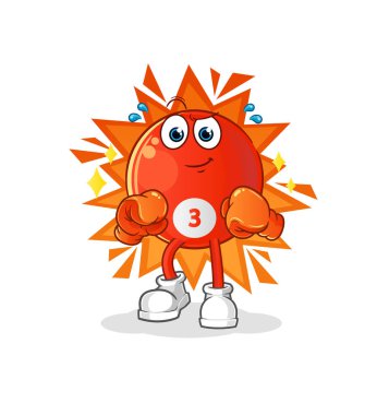 Kırmızı bilardo topu boksör karakteri. çizgi film maskotu vektörü