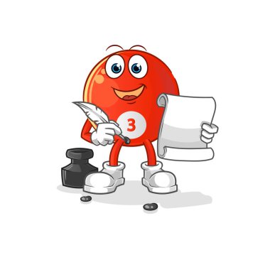 Kırmızı bilardo topu yazar vektörü. çizgi film karakteri