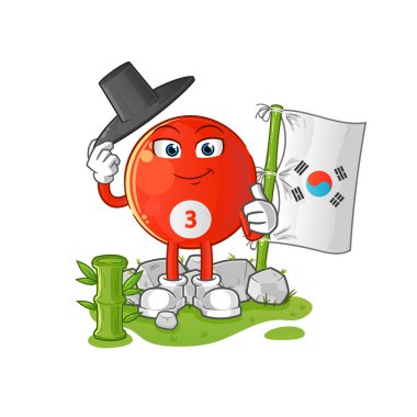 Kırmızı bilardo topu Koreli karakter. çizgi film maskotu vektörü