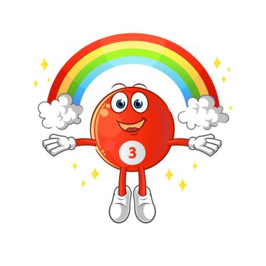 Gökkuşaklı kırmızı bilardo topu. çizgi film vektörü