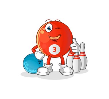 Kırmızı bilardo topu bowling oynuyor. karakter vektörü