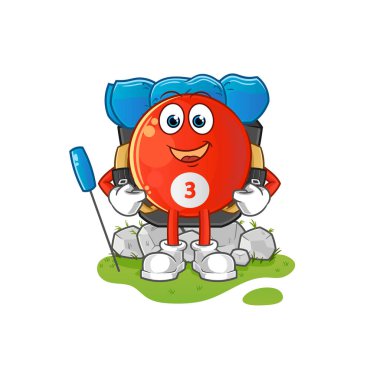 Kırmızı bilardo topu kamp maskotu olacak. çizgi film vektörü