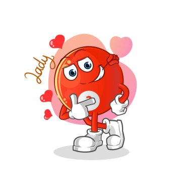 Kırmızı bilardo topu resimle flört ediyor. karakter vektörü