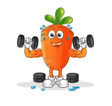 Havuç sıklet idmanı illüstrasyonu. karakter vektörü