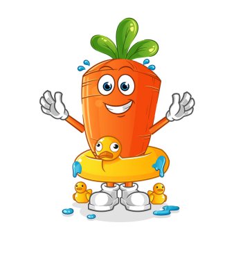 Ördek şamandıralı havuç. çizgi film maskotu vektörü