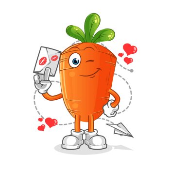 Havuç tut aşk mektubu illüstrasyonu. karakter vektörü