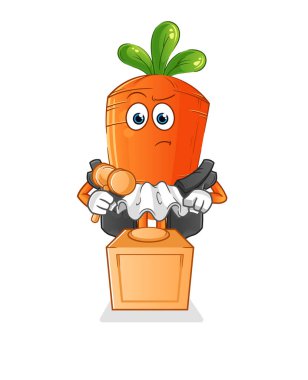 Havuç yargıcı tokmağı tutuyor. karakter vektörü