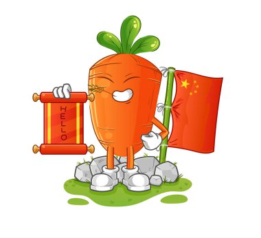 Havuç Çin çizgi filmi. çizgi film maskotu vektörü