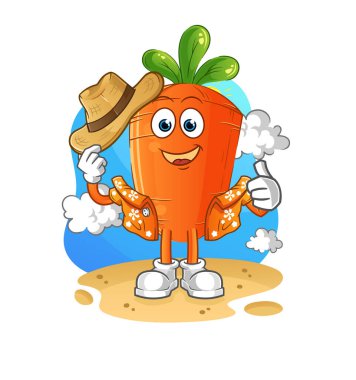Havuç tatile gider. çizgi film maskotu vektörü
