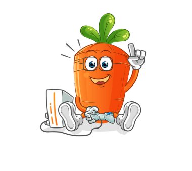 Video oyunu oynayan havuç. çizgi film karakteri