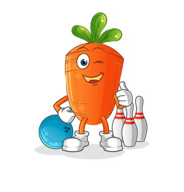 Havuç bowling oynuyor. karakter vektörü