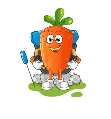 Havuç kamp maskotu olur. çizgi film vektörü