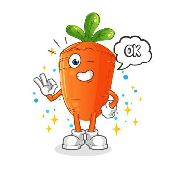 Havuç kabul ediyor maskot. çizgi film vektörü