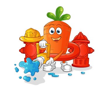 Havuç itfaiyecisi vektörü. çizgi film karakteri