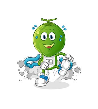 Yeşil Hindistan cevizi kafalı çizgi film karakteri. çizgi film maskotu vektörü