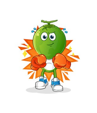 Yeşil Hindistan cevizi kafalı çizgi film boksörü karakteri. çizgi film maskotu vektörü