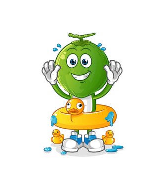 Ördek şamandıralı yeşil hindistan cevizi kafası çizgi filmi. çizgi film maskotu vektörü