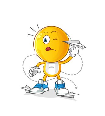 Kağıt uçak karakterli bir çizgi film karakteri. çizgi film vektörü