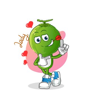 Yeşil hindistan cevizi kafalı çizgi film çizimi. karakter vektörü