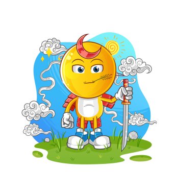 Çizgi film kahramanı samuray. çizgi film maskotu vektörü