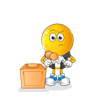 Çizgi film başındaki yargıç tokmağı tutuyor. karakter vektörü