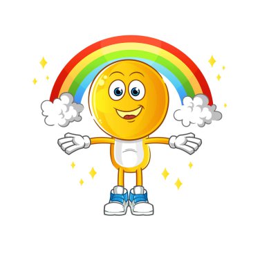 Gökkuşaklı bir çizgi film karakteri. çizgi film vektörü