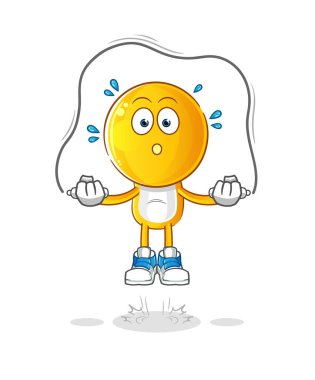 Çizgi film karakteri ip atlama egzersizi. karakter vektörü