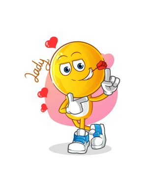 Çizgi film karakteri resimle flört ediyor. karakter vektörü