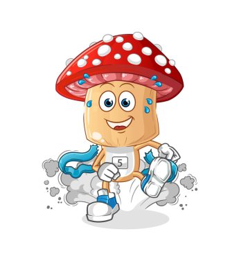 Kırmızı mantarlı çizgi film karakteri. çizgi film maskotu vektörü