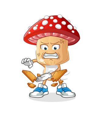 Kırmızı mantar kafalı karate maskotu. çizgi film vektörü