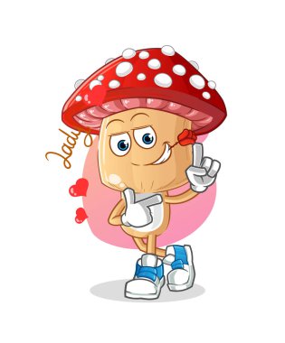 Kırmızı mantar kafalı çizgi film çizimi. karakter vektörü