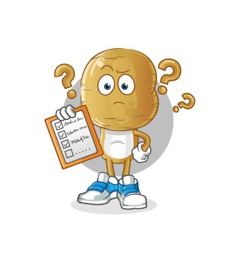 Patates kafalı çizgi film çizim listesi vektörü. çizgi film karakteri