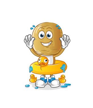 Ördek şamandıralı patates kafalı çizgi film. çizgi film maskotu vektörü