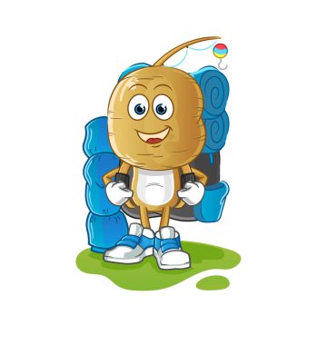 Patates kafalı çizgi film karakteri kamp maskotu olur. çizgi film vektörü