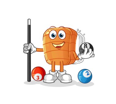 Suşi bilardo karakterini canlandırır. çizgi film maskotu vektörü