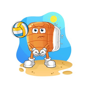 Suşi voleybol maskotu olur. çizgi film vektörü