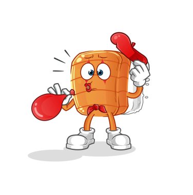 Suşi pandomim balonu şişiriyor. çizgi film maskotu vektörü