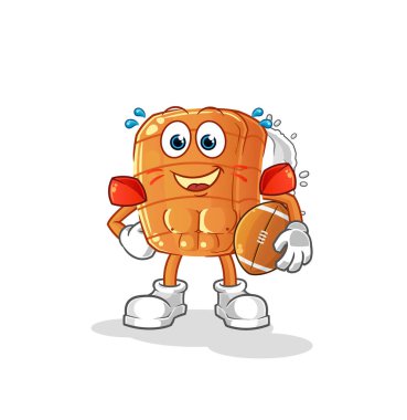 Suşi rugby oynuyor. çizgi film maskotu vektörü