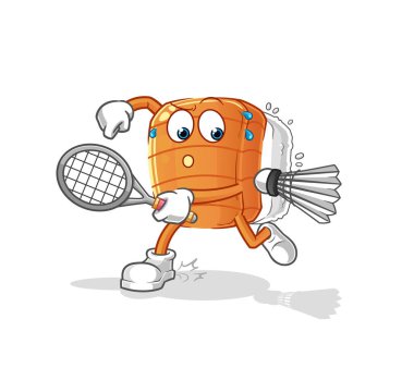 Suşi badminton oynuyor. karakter vektörü