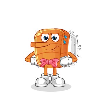 Suşi Pinokyo karakteri gibi yalan söyler. çizgi film maskotu vektörü