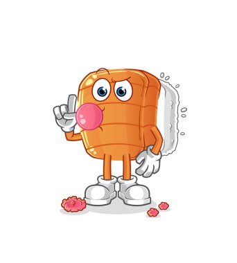 Suşi sakız çiğneme vektörü. çizgi film karakteri