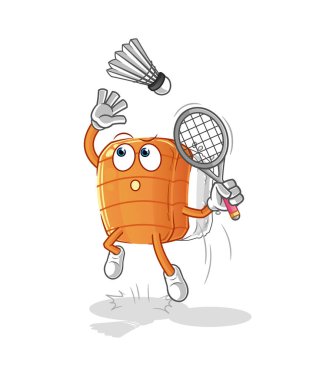 Badminton çizgi filminde suşi ezer. çizgi film maskotu vektörü