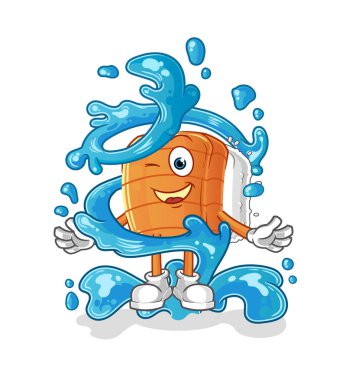 Suşi taze ve su maskotu. çizgi film vektörü