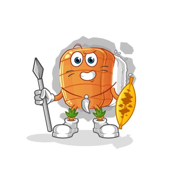 Suşi Afrikalı kabile savaşçı maskotu. çizgi film vektörü