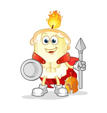 mum Spartan karakteri. çizgi film maskotu vektörü